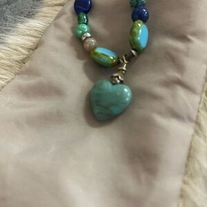 Blue and Green Heart Pendant Necklace